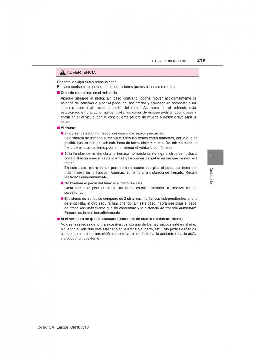 Toyota C HR manual del propietario / page 219