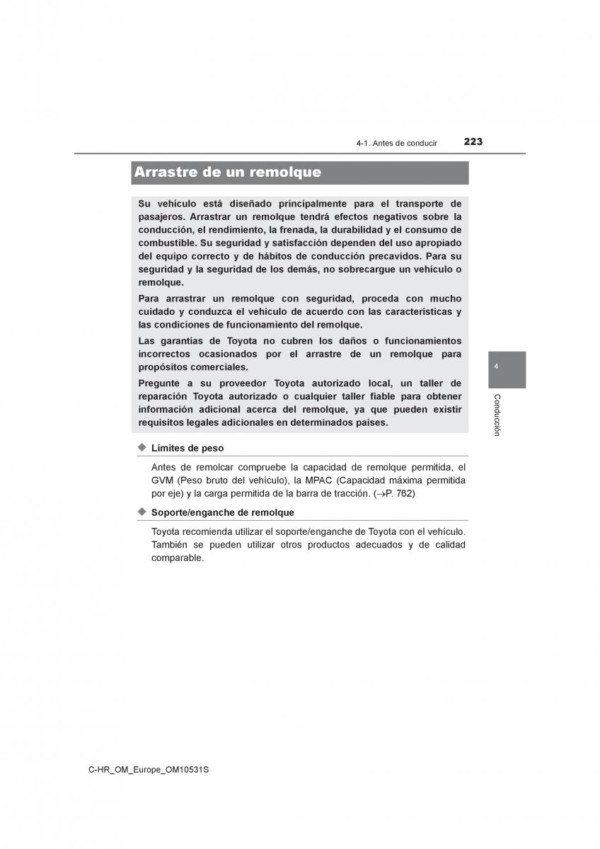 Toyota C HR manual del propietario / page 223