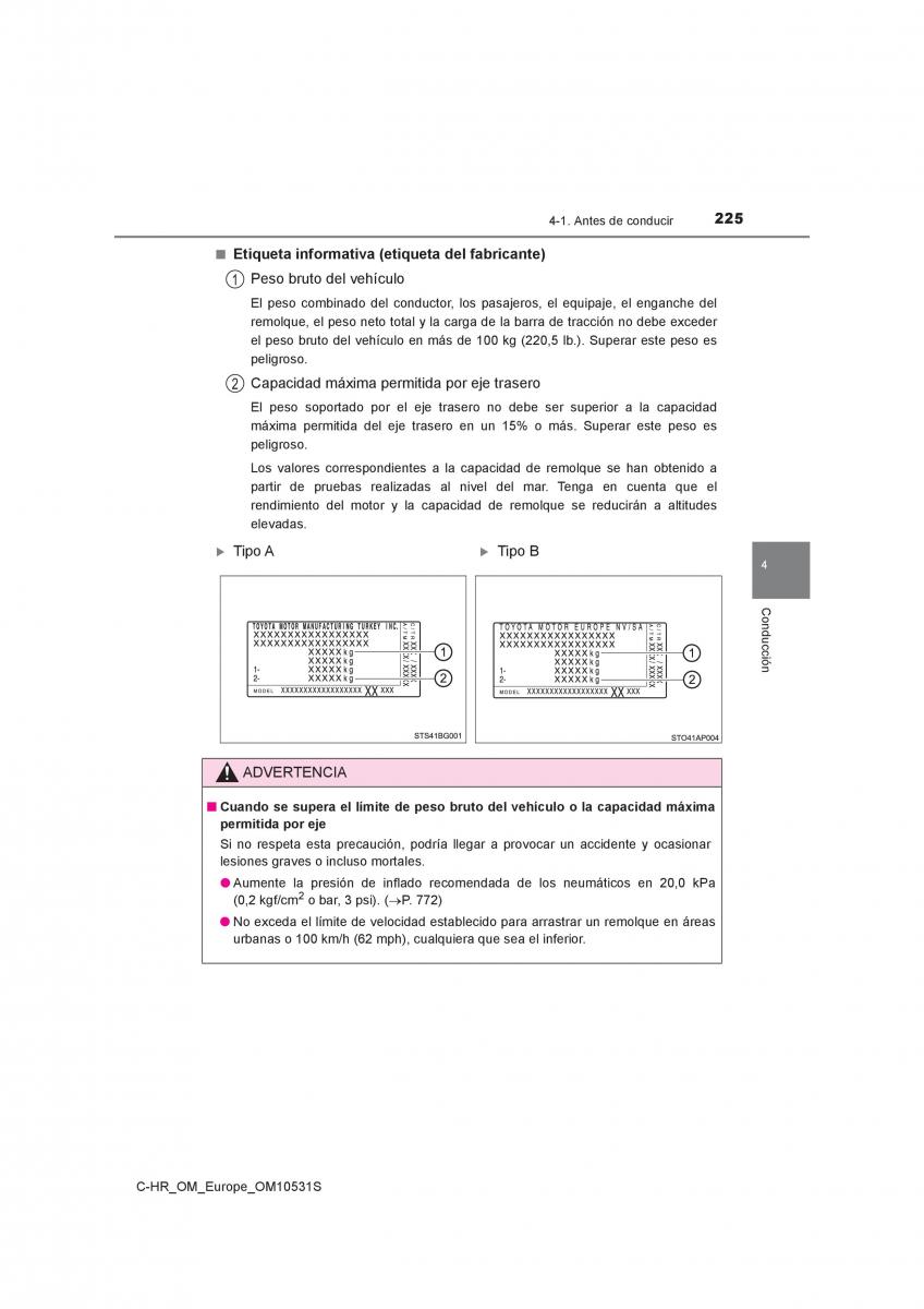 Toyota C HR manual del propietario / page 225