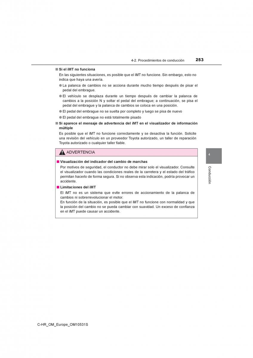 Toyota C HR manual del propietario / page 253