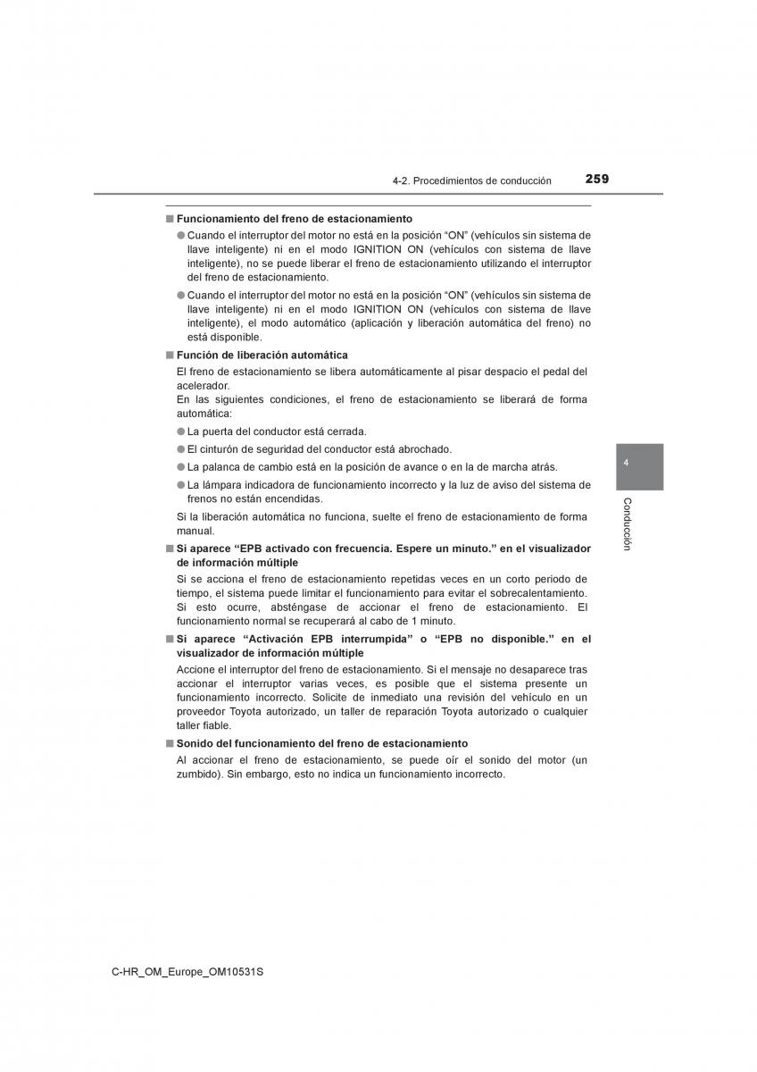 Toyota C HR manual del propietario / page 259