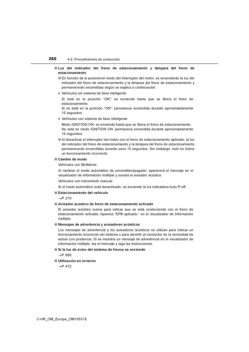 Toyota C HR manual del propietario / page 260