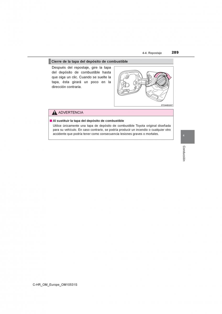 Toyota C HR manual del propietario / page 289