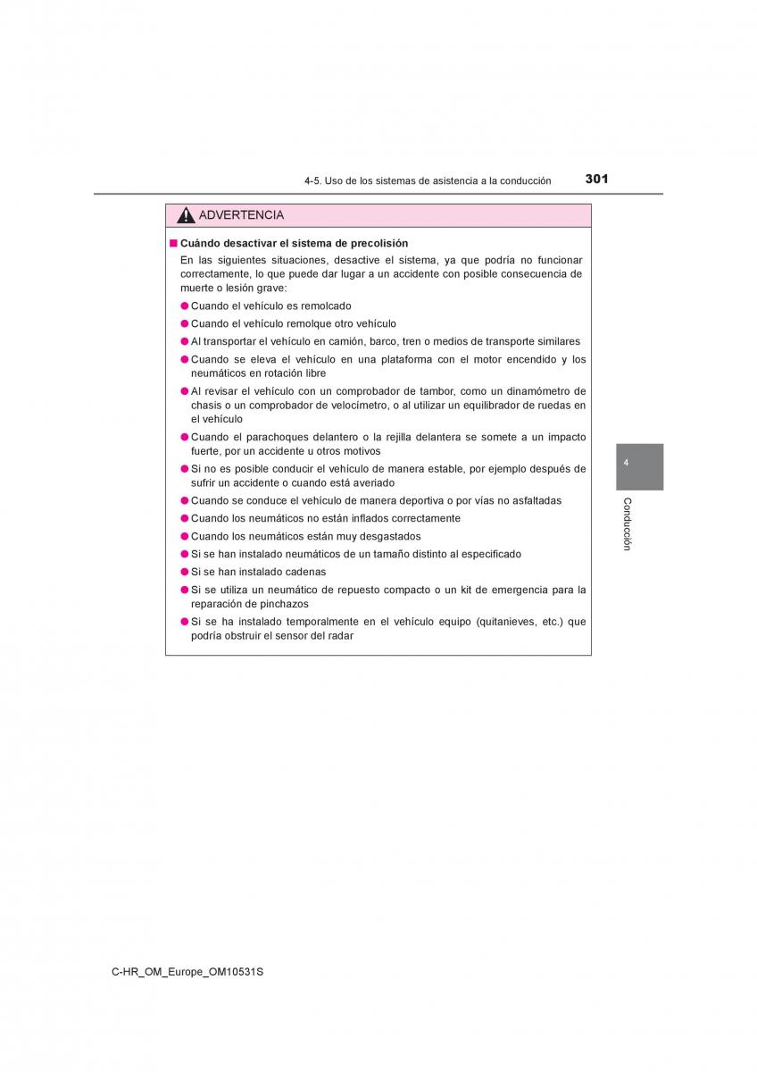 Toyota C HR manual del propietario / page 301