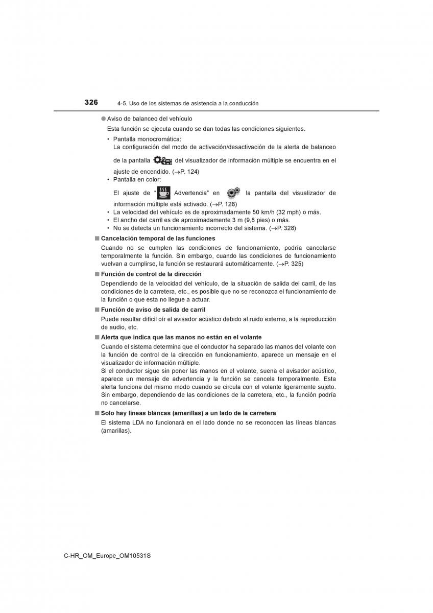 Toyota C HR manual del propietario / page 326