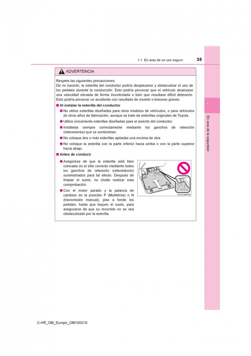 Toyota C HR manual del propietario / page 35