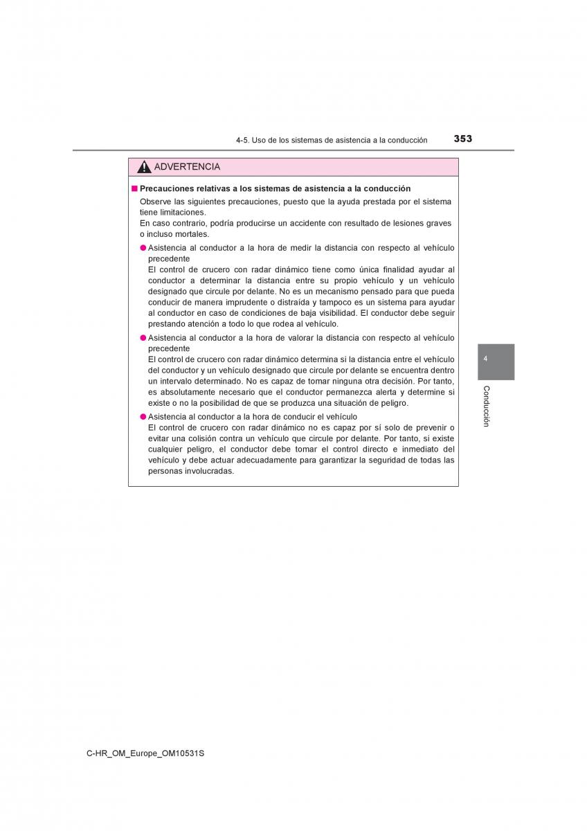 Toyota C HR manual del propietario / page 353