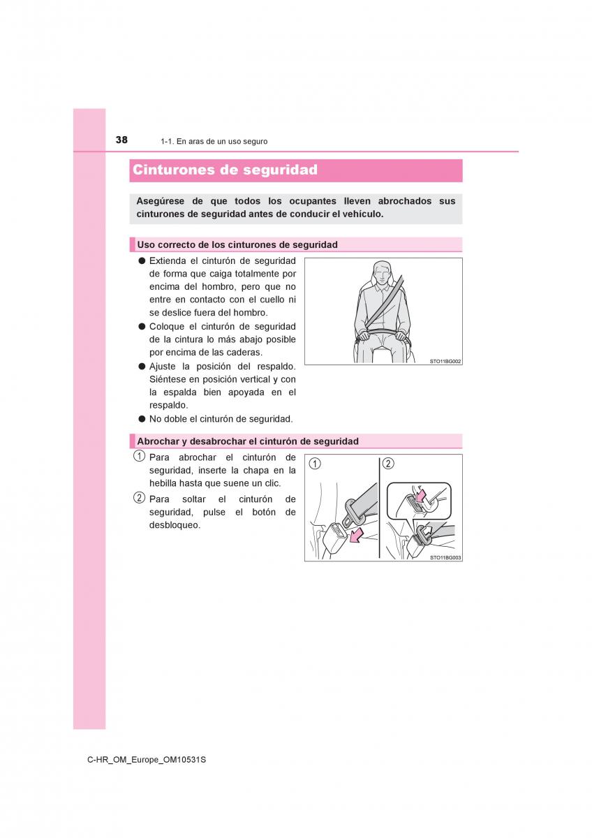 Toyota C HR manual del propietario / page 38