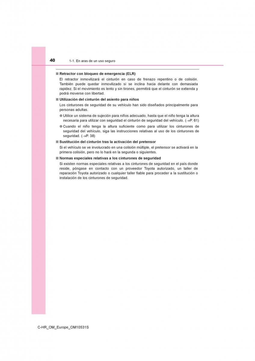 Toyota C HR manual del propietario / page 40