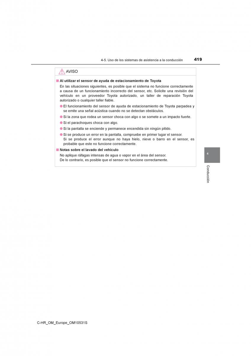 Toyota C HR manual del propietario / page 419