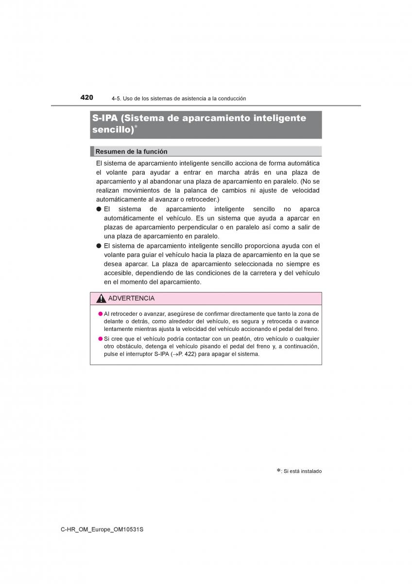 Toyota C HR manual del propietario / page 420