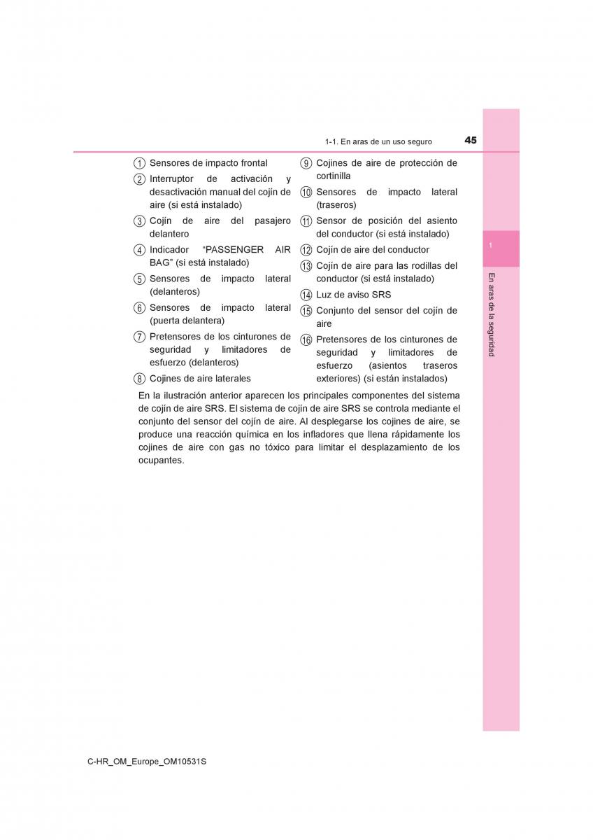 Toyota C HR manual del propietario / page 45