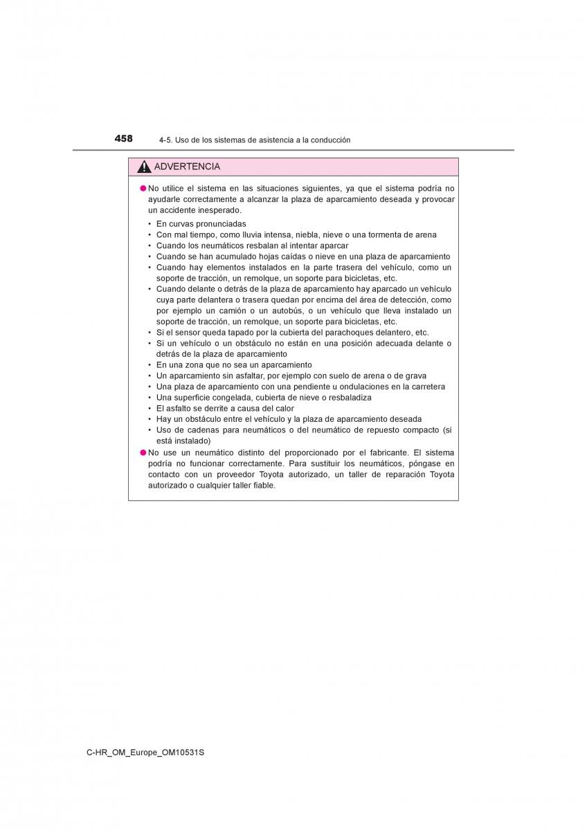 Toyota C HR manual del propietario / page 458