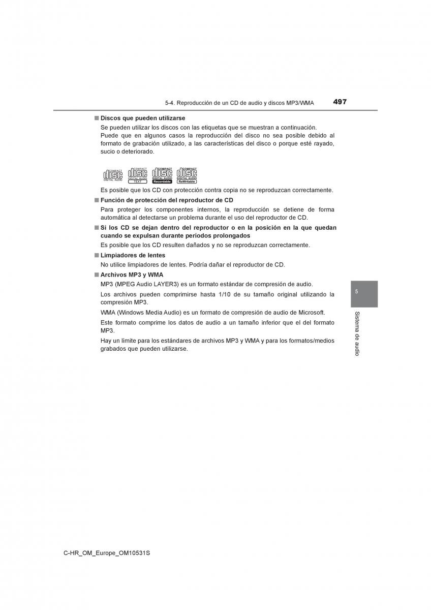 Toyota C HR manual del propietario / page 497