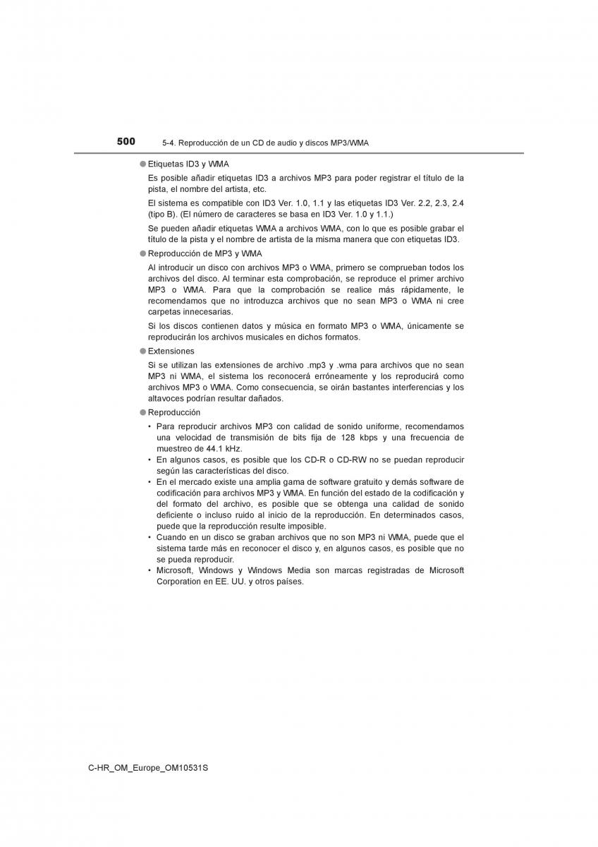 Toyota C HR manual del propietario / page 500