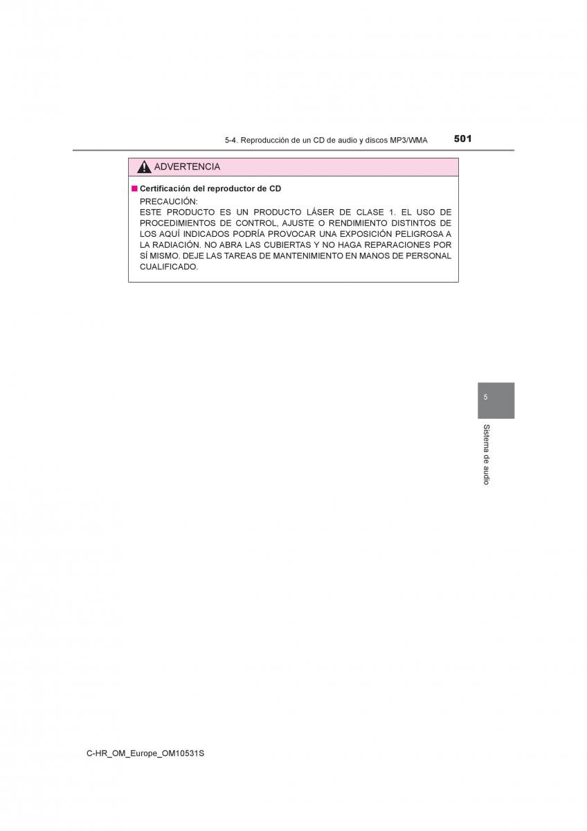 Toyota C HR manual del propietario / page 501