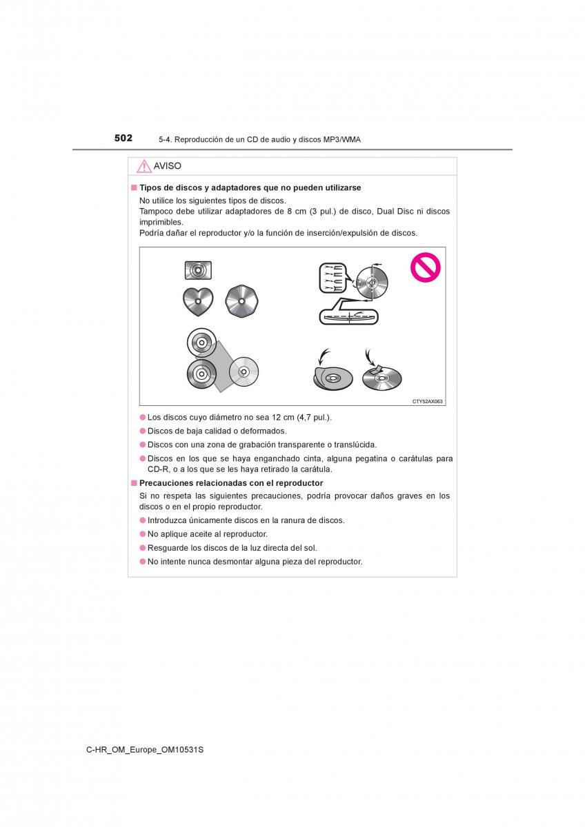 Toyota C HR manual del propietario / page 502