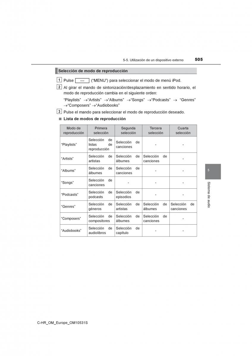 Toyota C HR manual del propietario / page 505