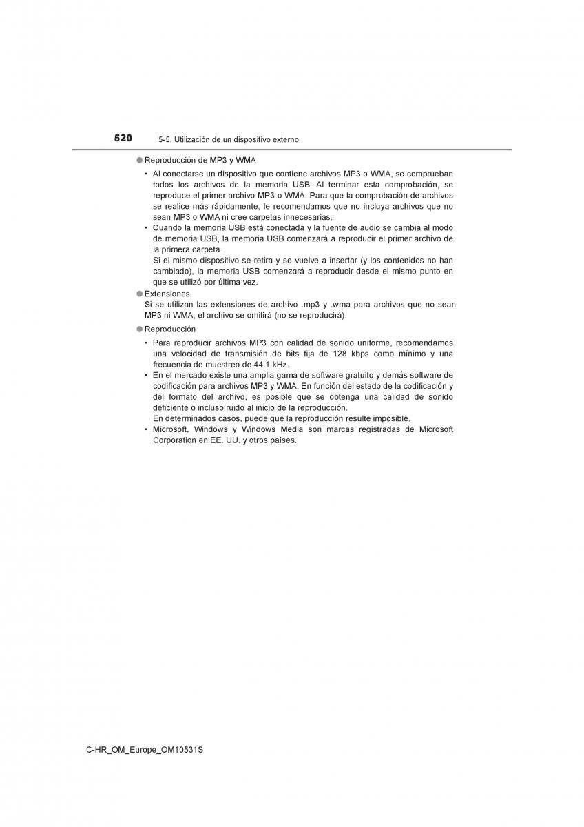 Toyota C HR manual del propietario / page 520