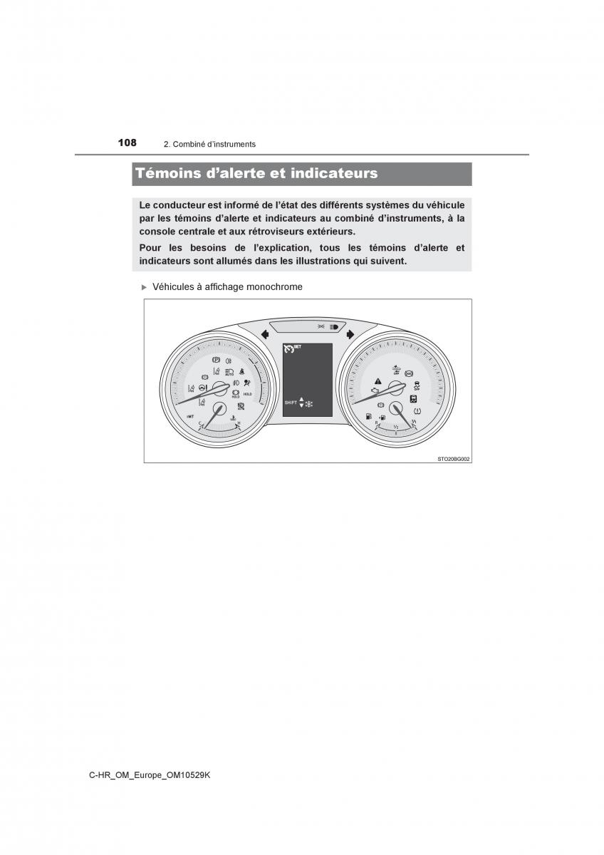 Toyota C HR manuel du proprietaire / page 108