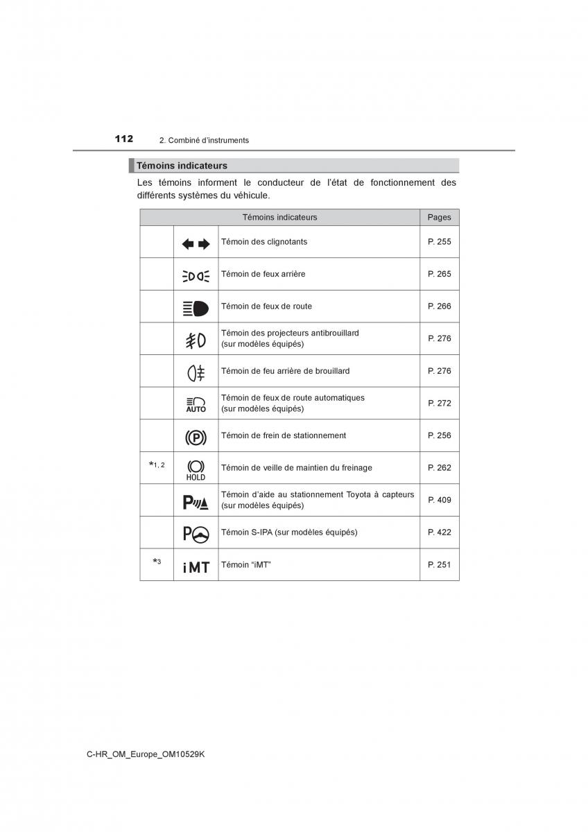 Toyota C HR manuel du proprietaire / page 112