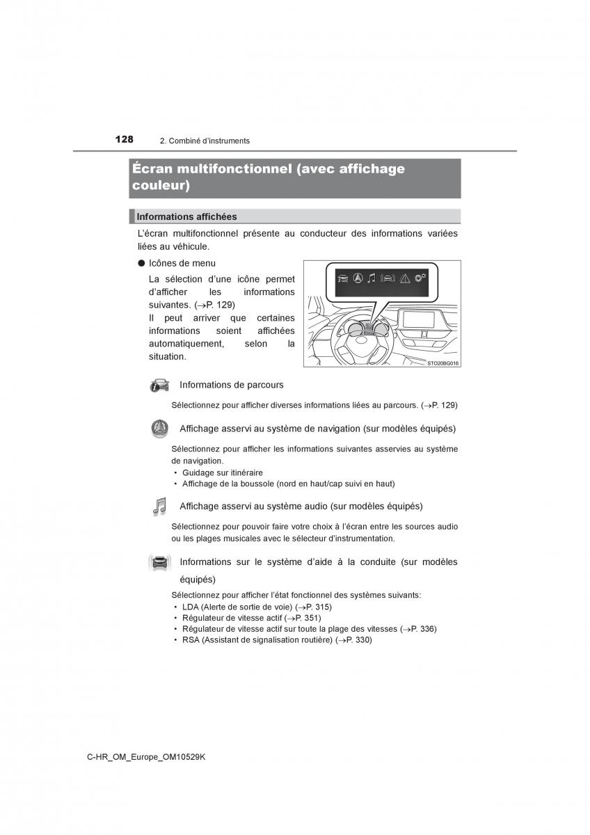 Toyota C HR manuel du proprietaire / page 128