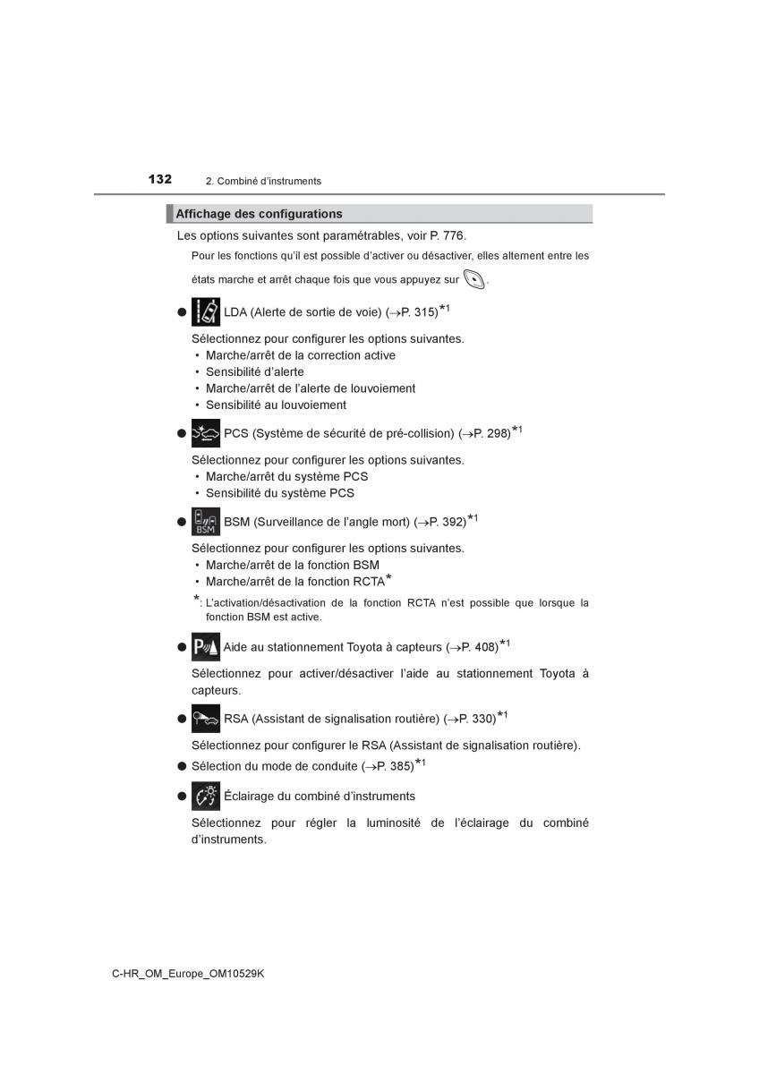Toyota C HR manuel du proprietaire / page 132