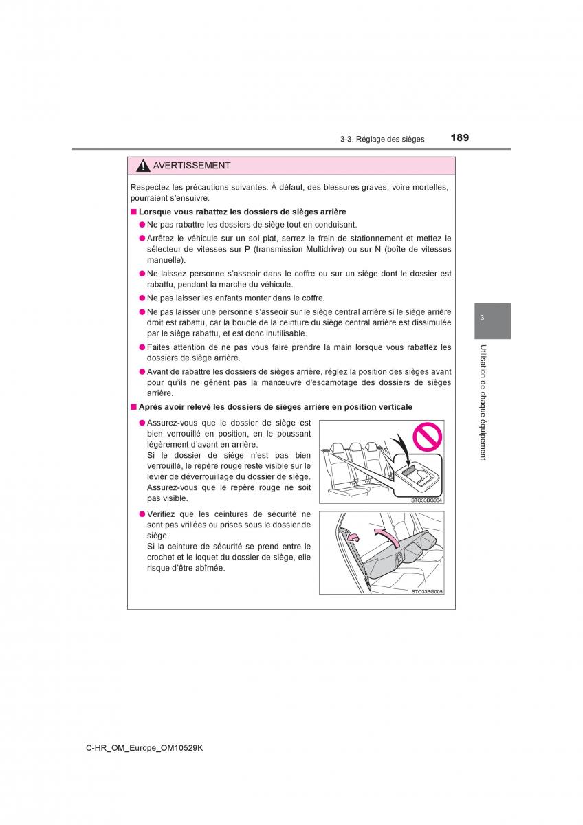 Toyota C HR manuel du proprietaire / page 189