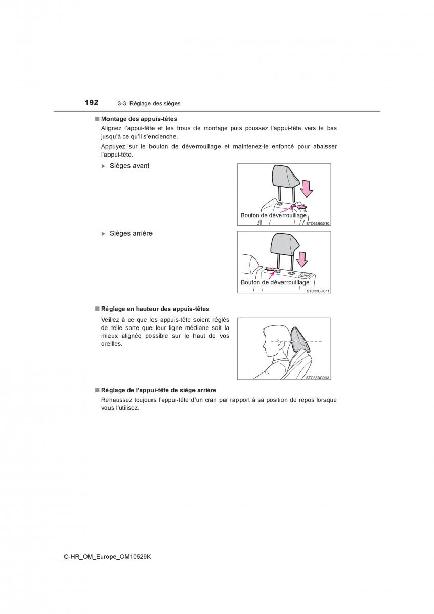 Toyota C HR manuel du proprietaire / page 192
