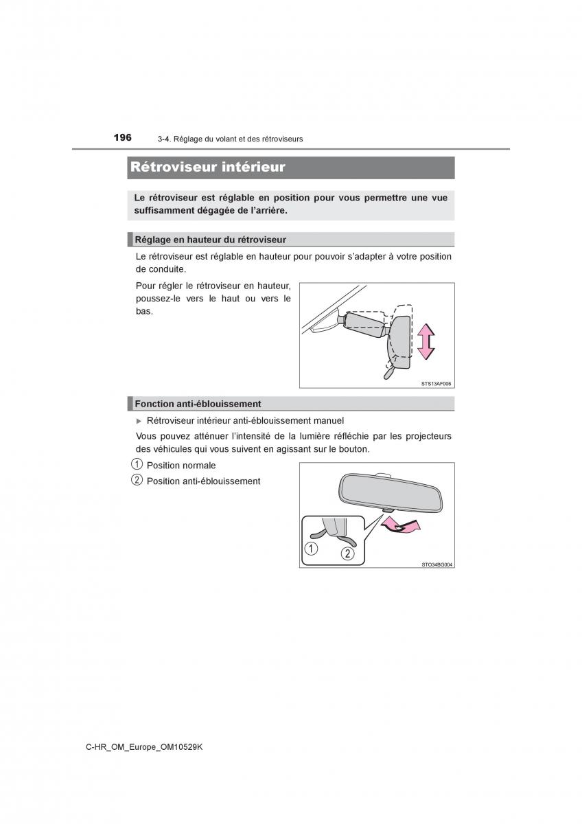 Toyota C HR manuel du proprietaire / page 196