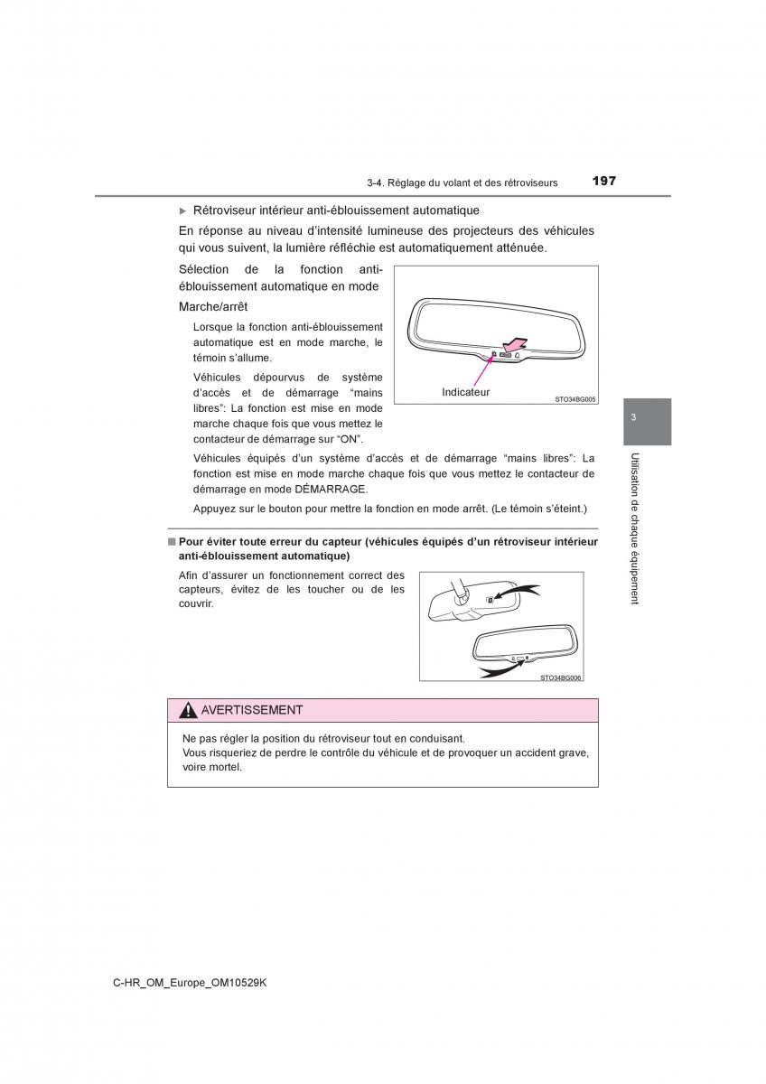 Toyota C HR manuel du proprietaire / page 197