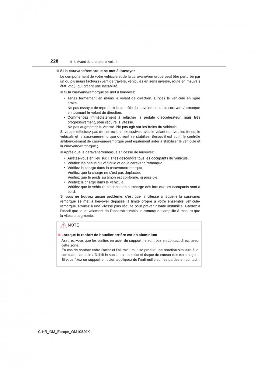 Toyota C HR manuel du proprietaire / page 228