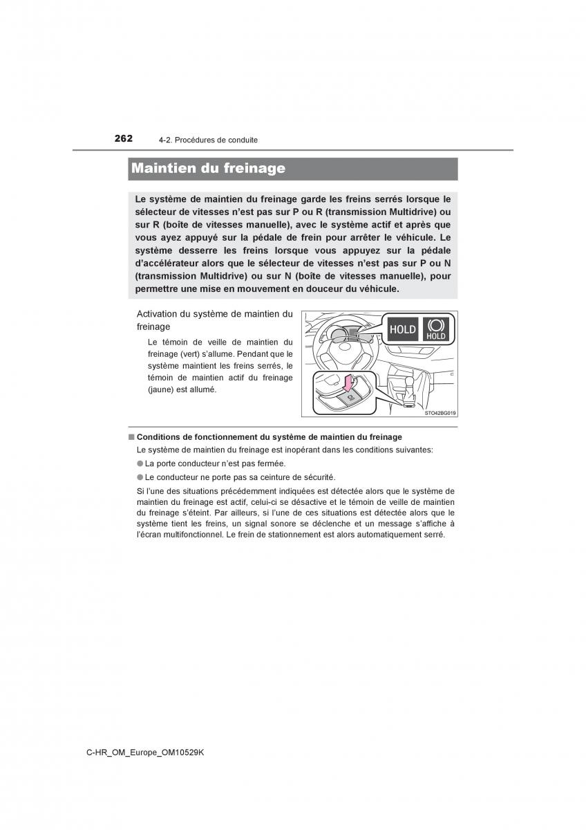 Toyota C HR manuel du proprietaire / page 262