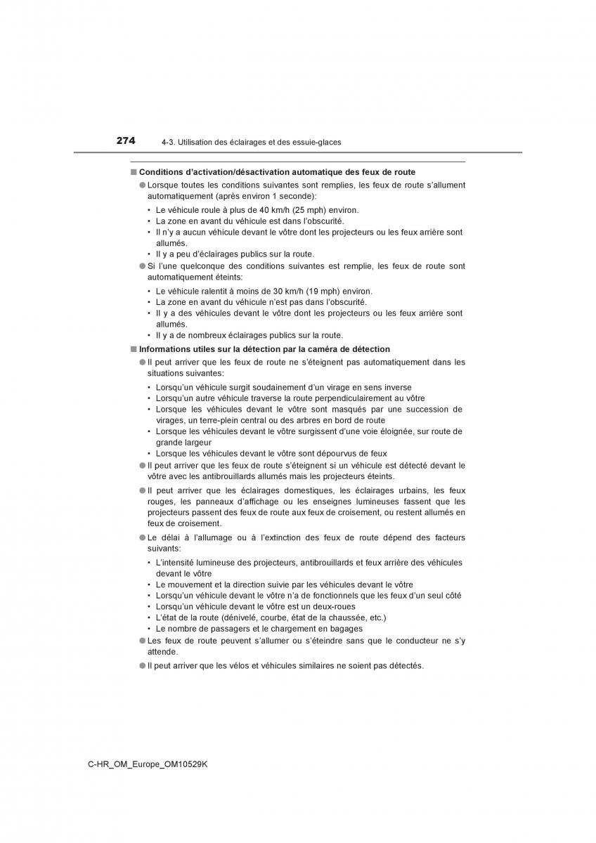 Toyota C HR manuel du proprietaire / page 274