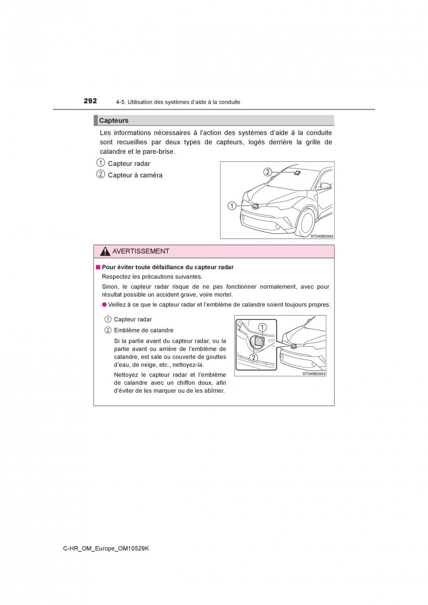 Toyota C HR manuel du proprietaire / page 292