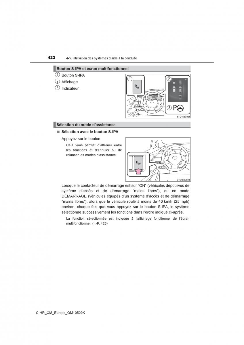 Toyota C HR manuel du proprietaire / page 422