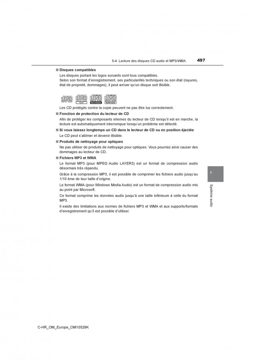 Toyota C HR manuel du proprietaire / page 497