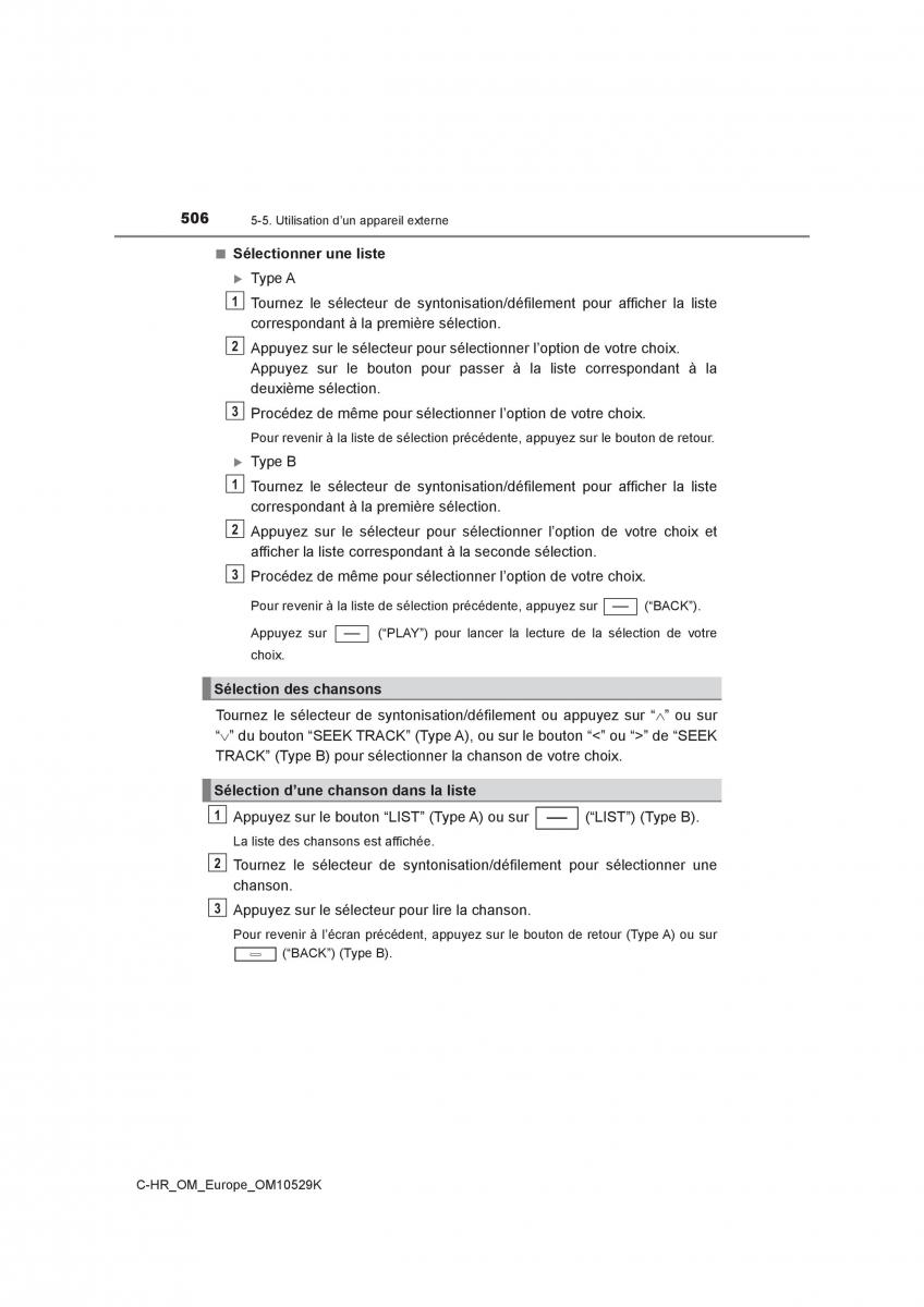 Toyota C HR manuel du proprietaire / page 506