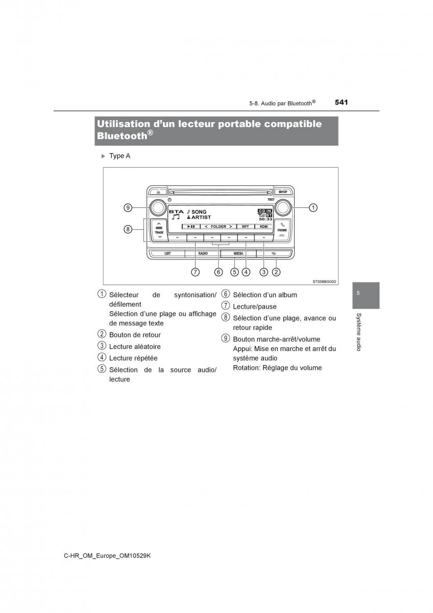 Toyota C HR manuel du proprietaire / page 541