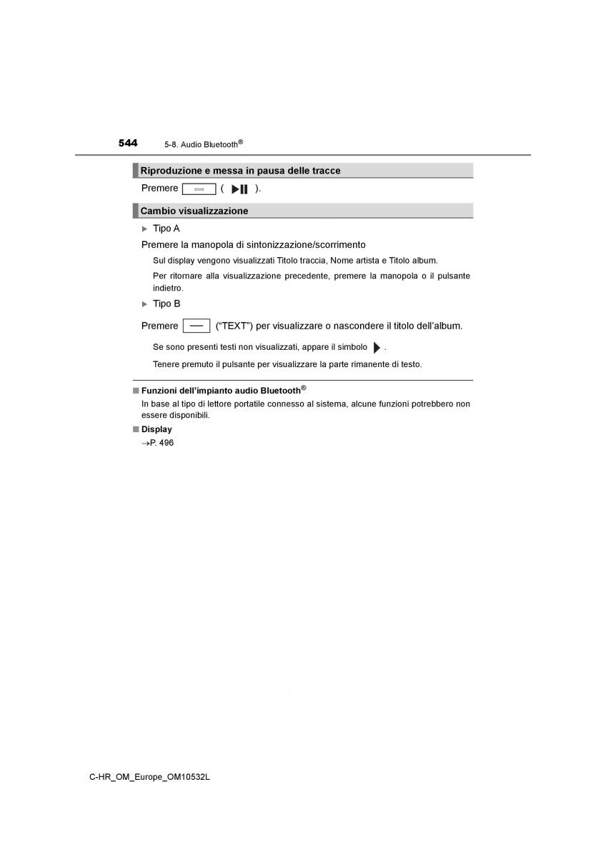 Toyota C HR manuale del proprietario / page 544