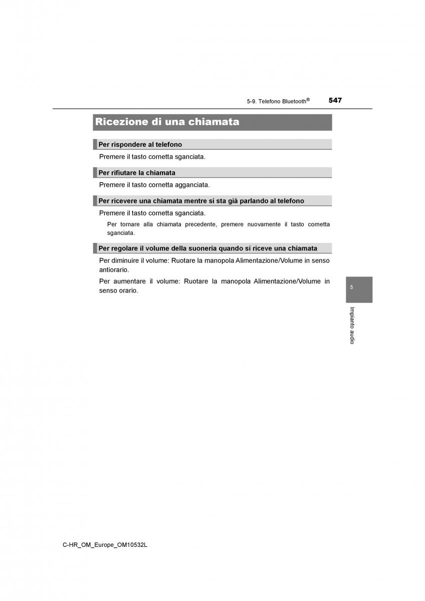 Toyota C HR manuale del proprietario / page 547