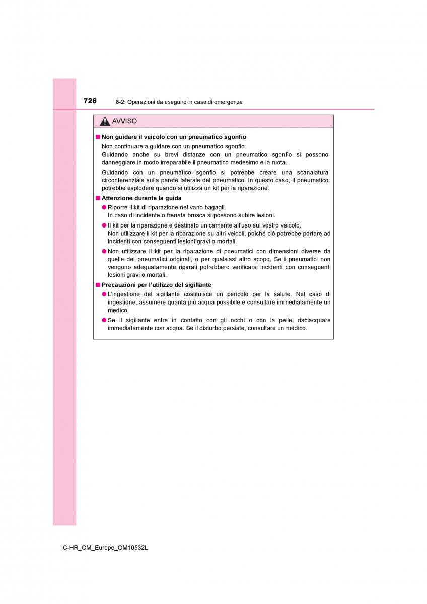 Toyota C HR manuale del proprietario / page 726