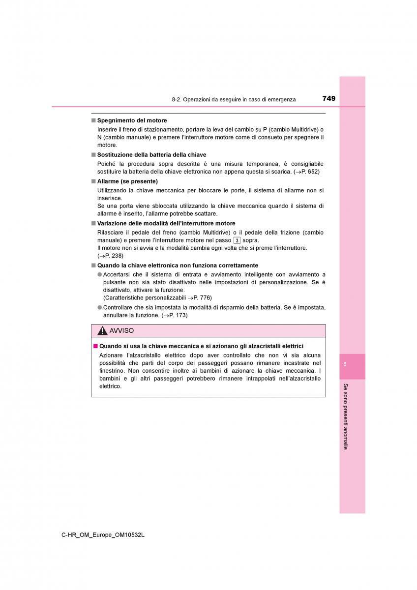 Toyota C HR manuale del proprietario / page 749