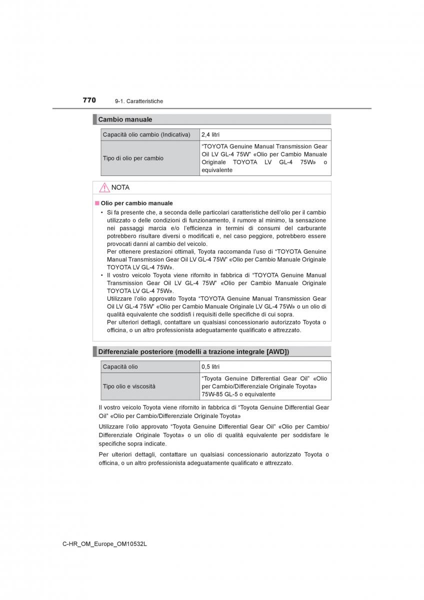 Toyota C HR manuale del proprietario / page 770