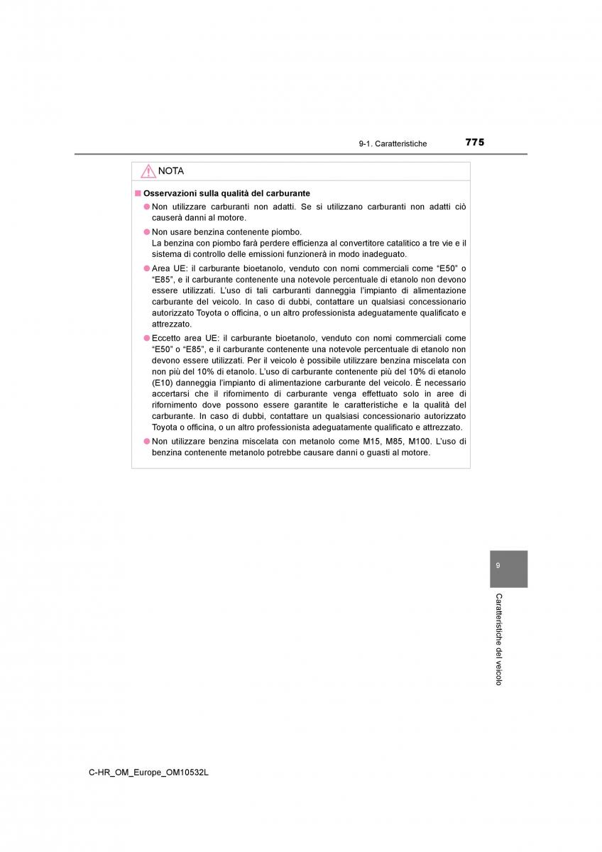 Toyota C HR manuale del proprietario / page 775