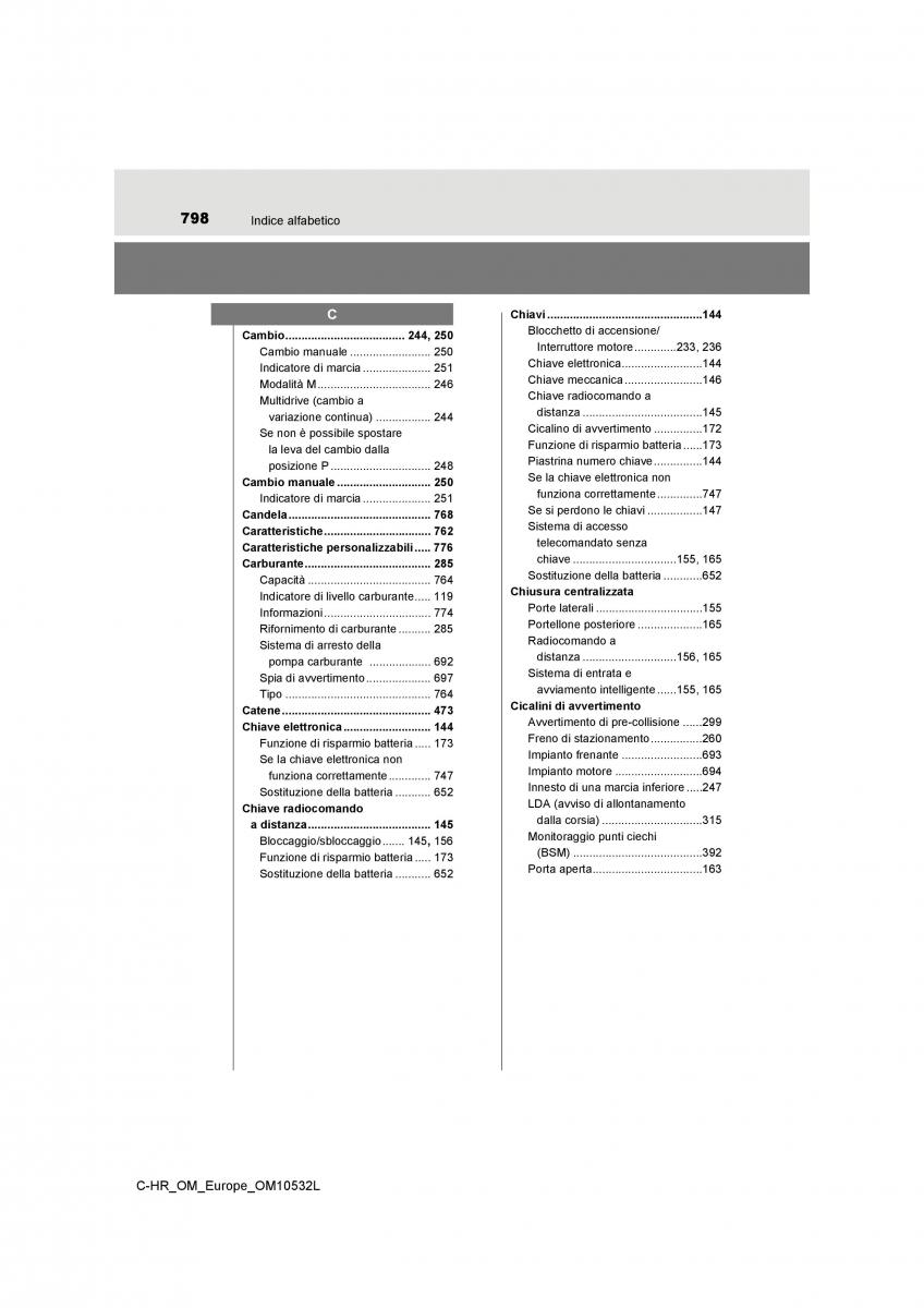 Toyota C HR manuale del proprietario / page 798