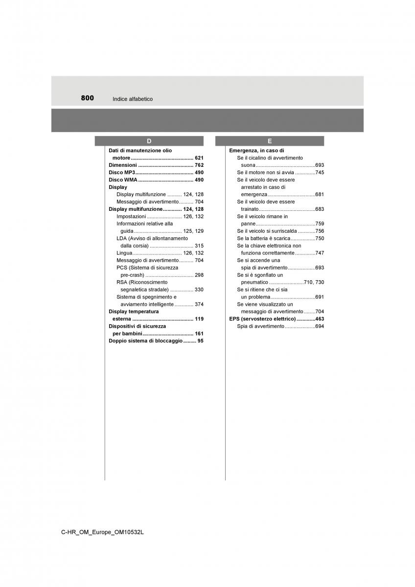 Toyota C HR manuale del proprietario / page 800