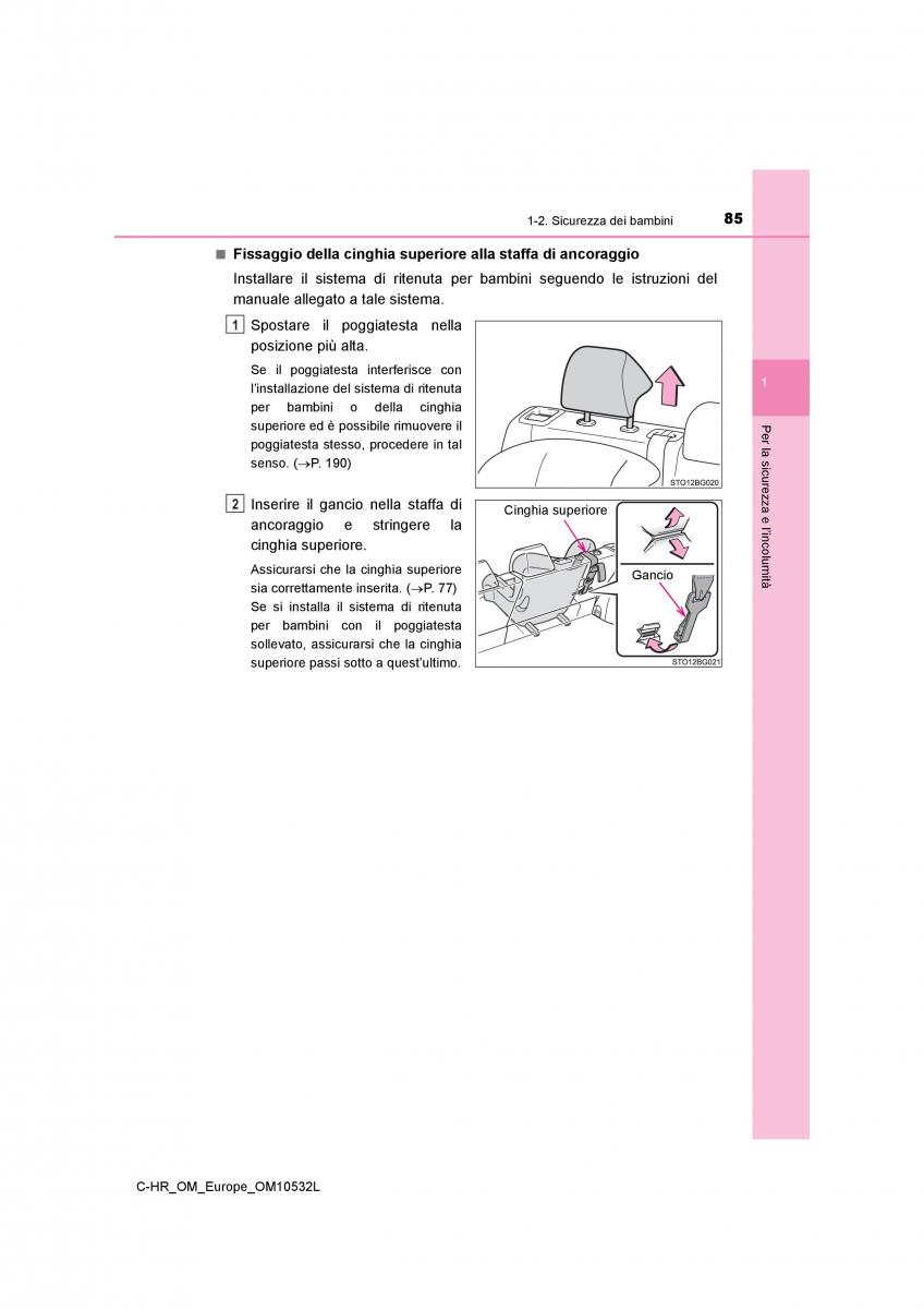 Toyota C HR manuale del proprietario / page 85