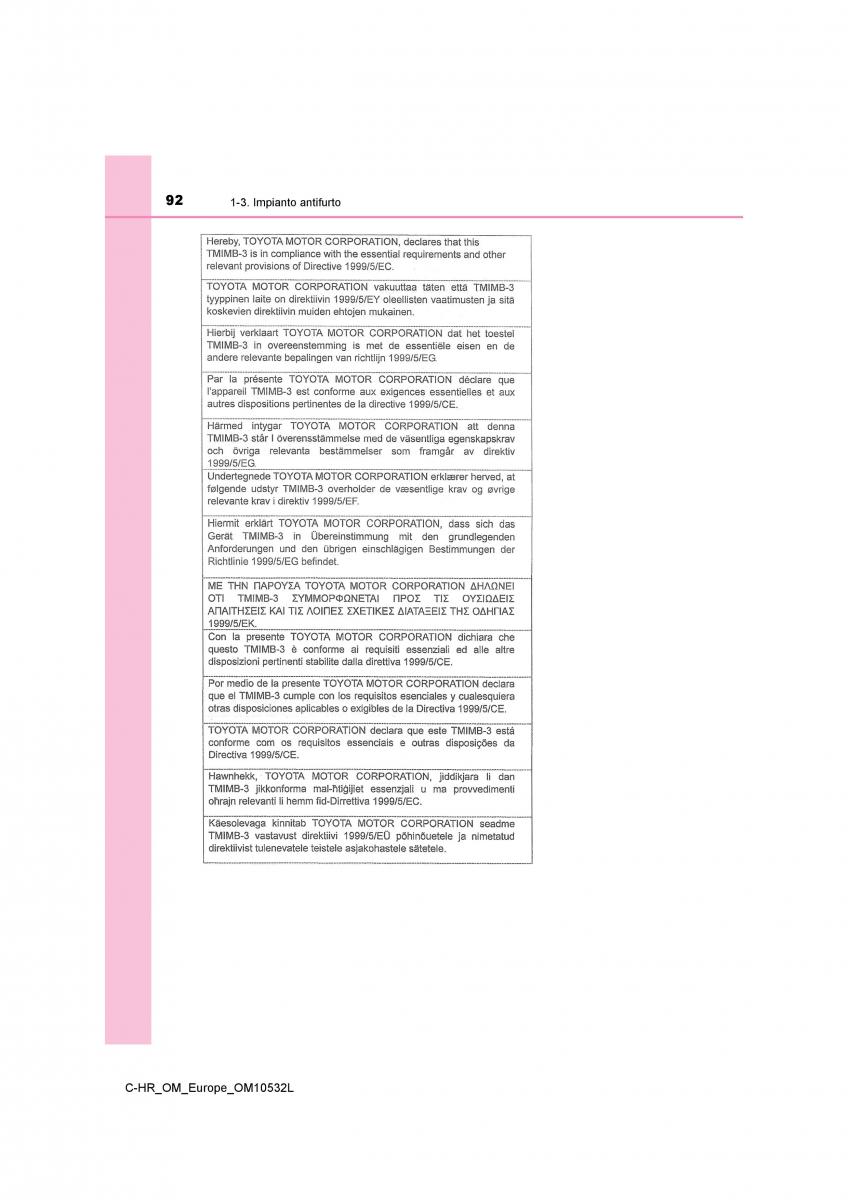 Toyota C HR manuale del proprietario / page 92