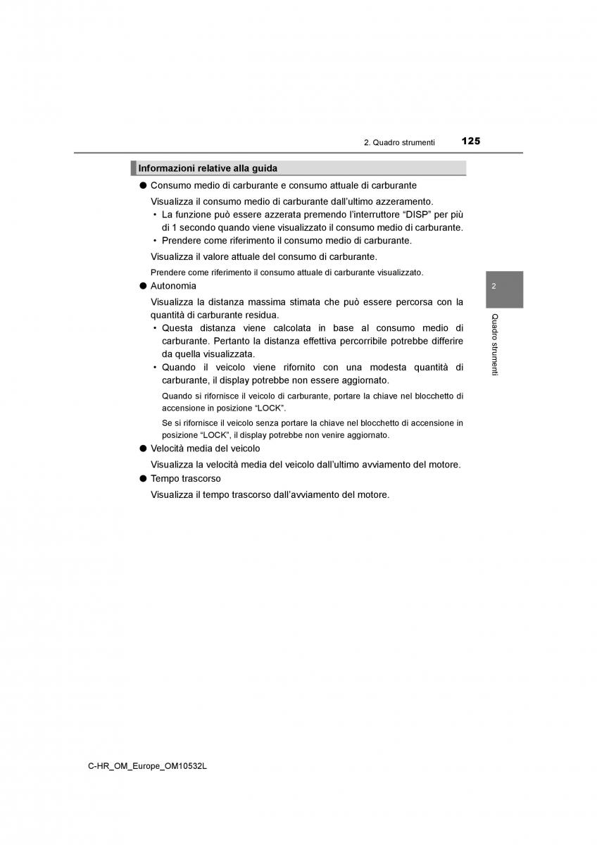 Toyota C HR manuale del proprietario / page 125